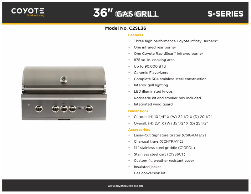 Page 1 de la notice Fiche technique Coyote C2SL36NG