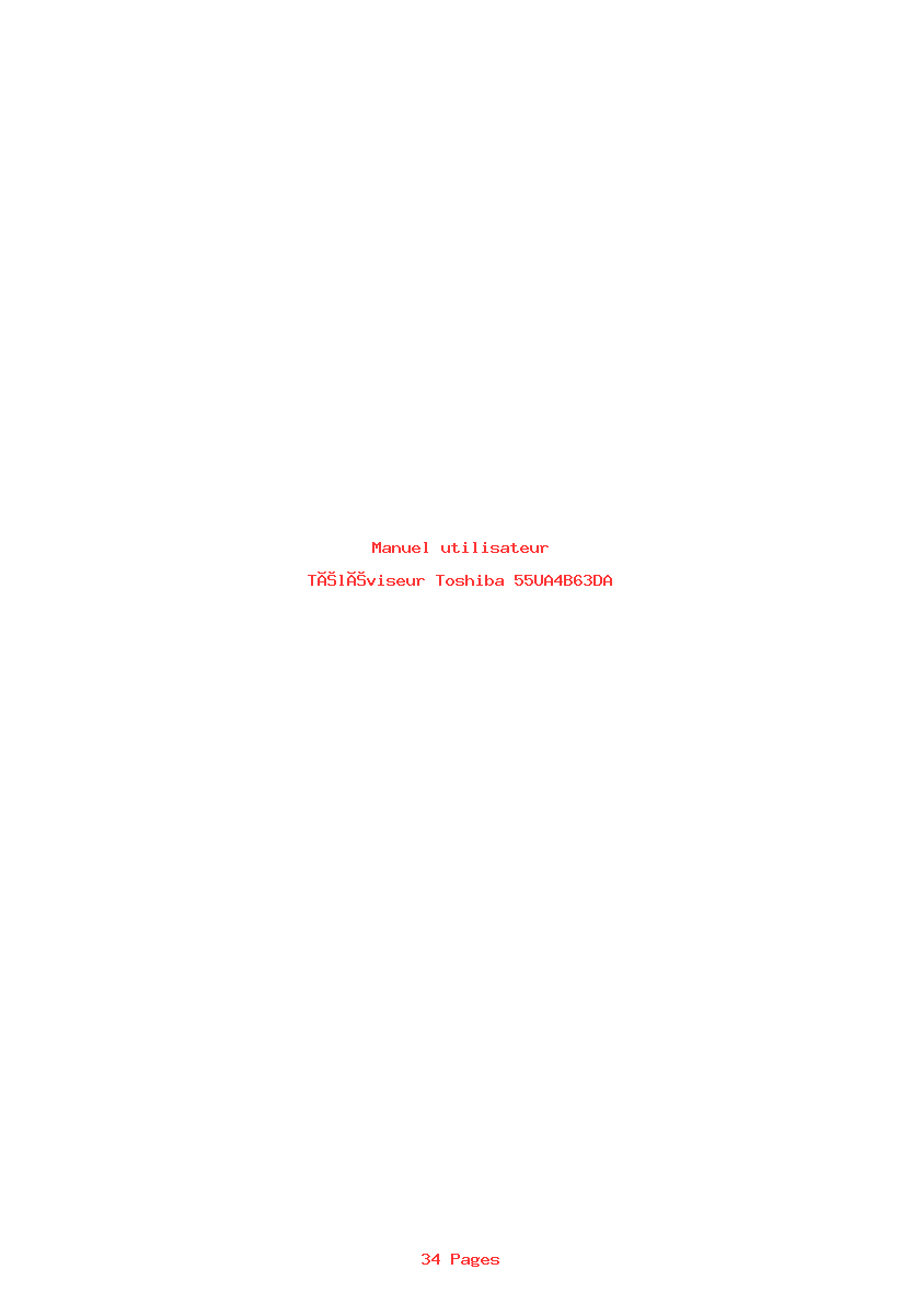 Page 1 de la notice Manuel utilisateur Toshiba 55UA4B63DA