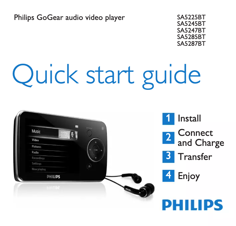 Page n°1 - Guide de démarrage rapide Philips GoGear SA5285BT