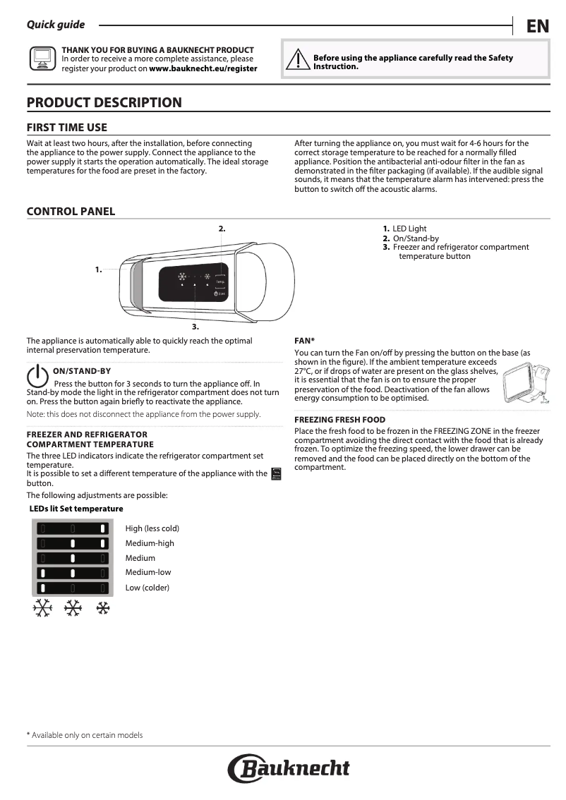 Page 1 de la notice Manuel utilisateur Bauknecht KGIS 1167 A++