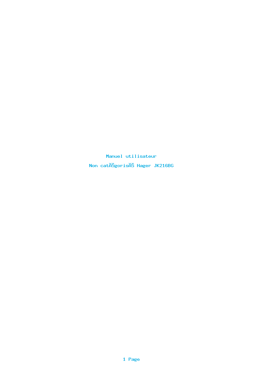 Page 1 de la notice Manuel utilisateur Hager JK216BG