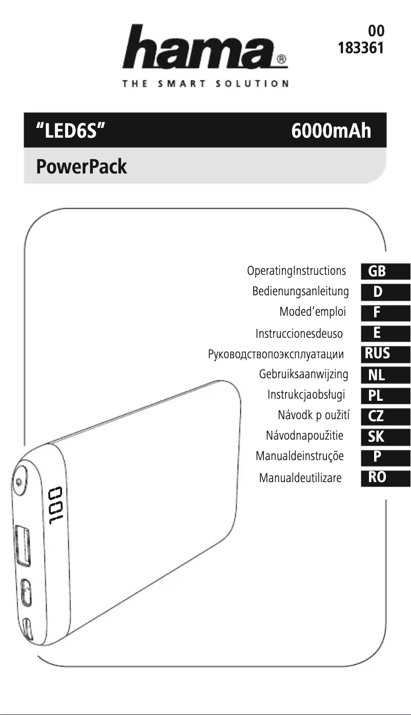 Page 1 de la notice Manuel utilisateur Hama LED6S 00183361