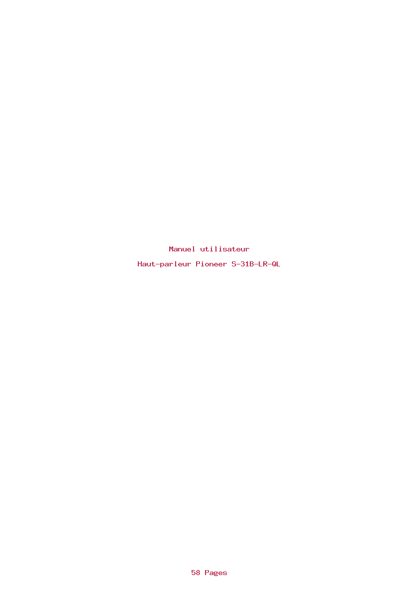 Page 1 de la notice Manuel utilisateur Pioneer S-31B-LR-QL