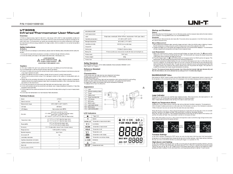 Page 1 of the manual User Manual Uni-T UT305S