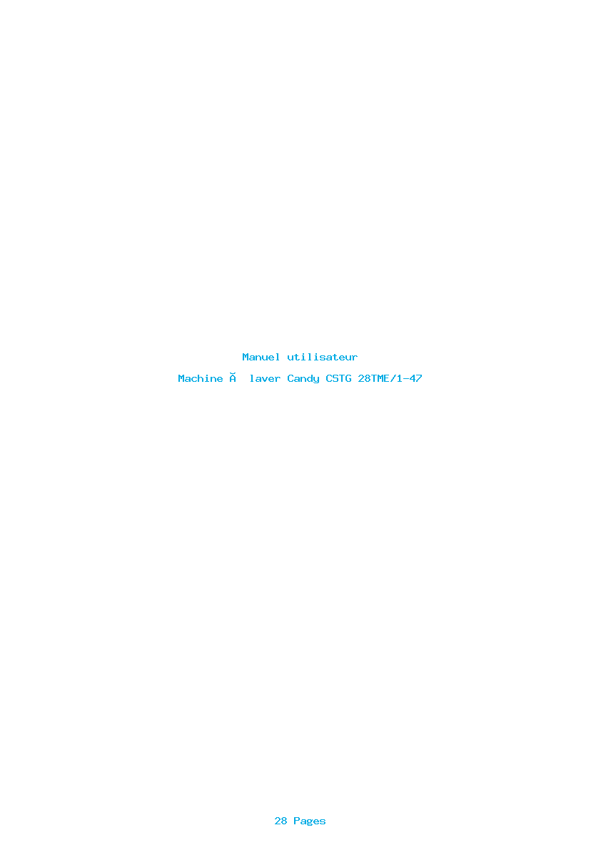Page 1 de la notice Manuel utilisateur Candy CSTG 28TME/1-47