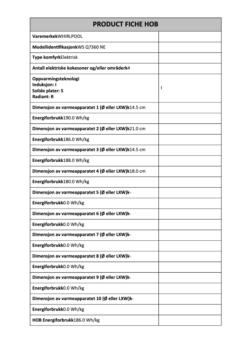 Page 1 of the manual Energy Label Whirlpool WS Q7360 NE