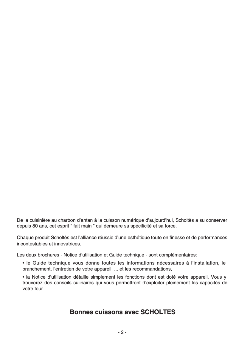 Page 1 de la notice Manuel utilisateur Scholtès FMN 361 WH