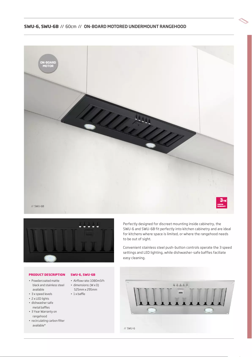 Page 1 de la notice Fiche technique Schweigen SWU-6B