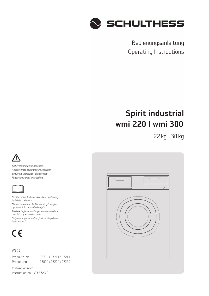 Page 1 of the manual User Manual Schulthess Spirit industrial WMI 300