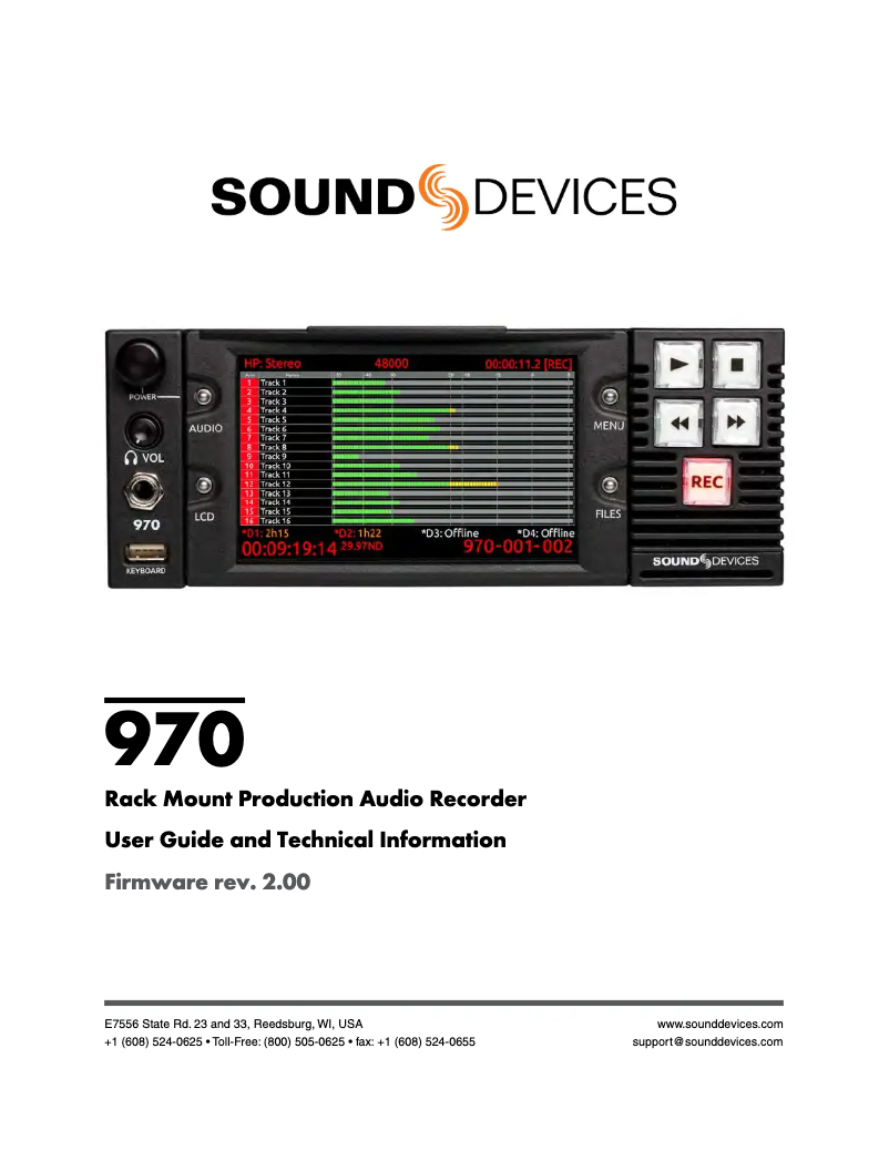 Page 1 de la notice Manuel utilisateur Sound Devices 970