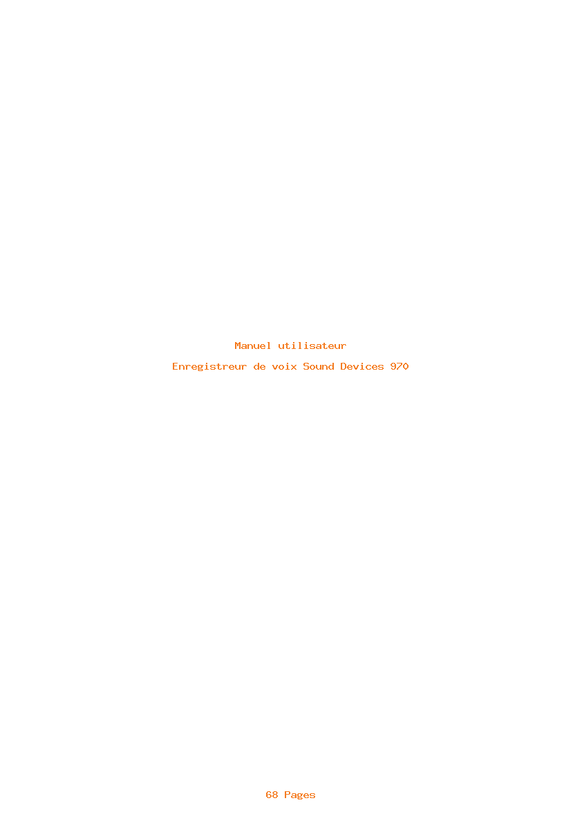Page 1 de la notice Manuel utilisateur Sound Devices 970