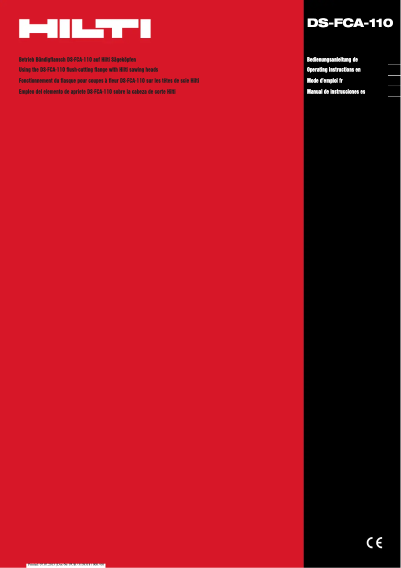 Page 1 de la notice Manuel utilisateur Hilti DS-FCA-110