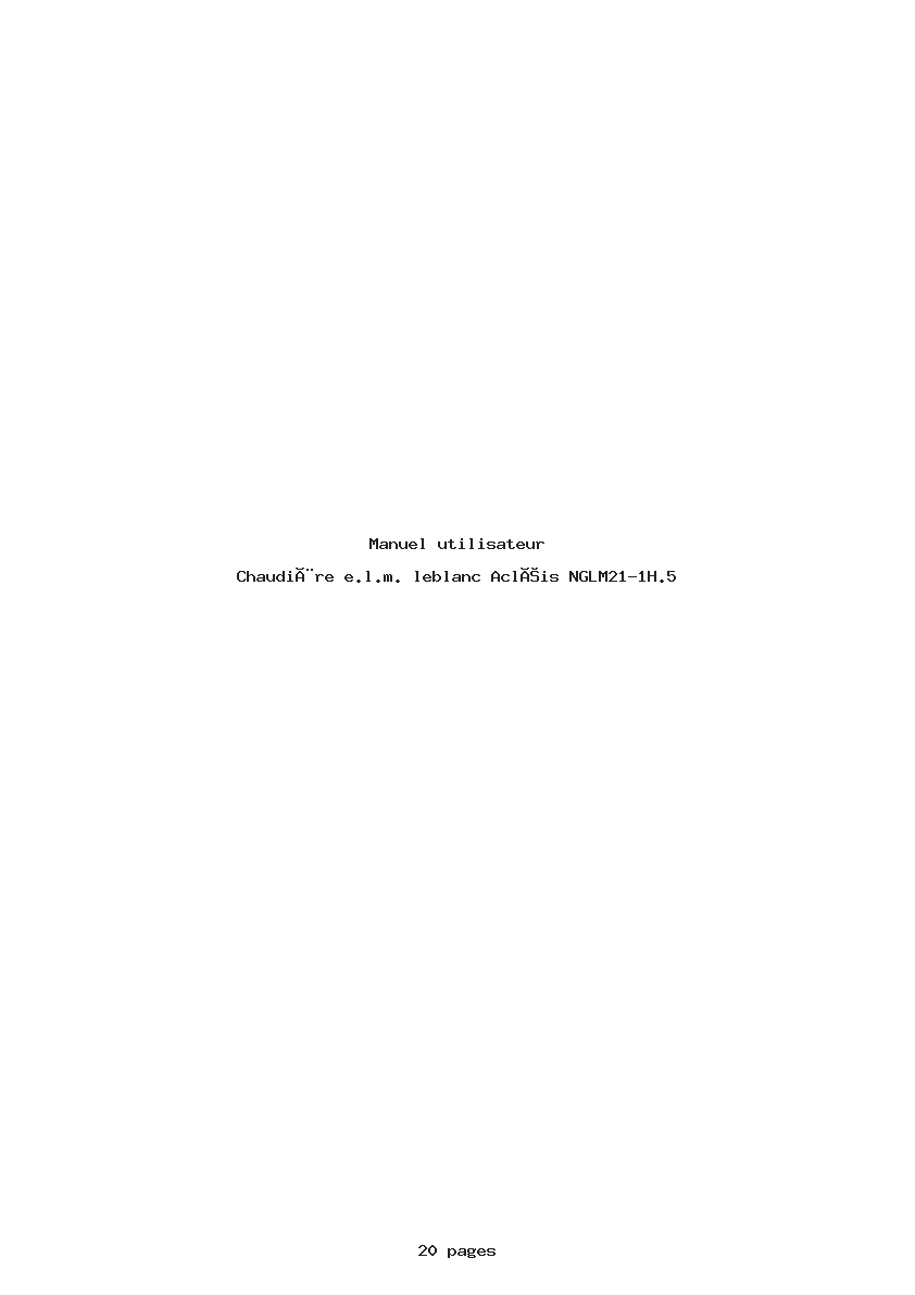 Page 1 de la notice Manuel utilisateur e.l.m. leblanc Acléis NGLM21-1H.5