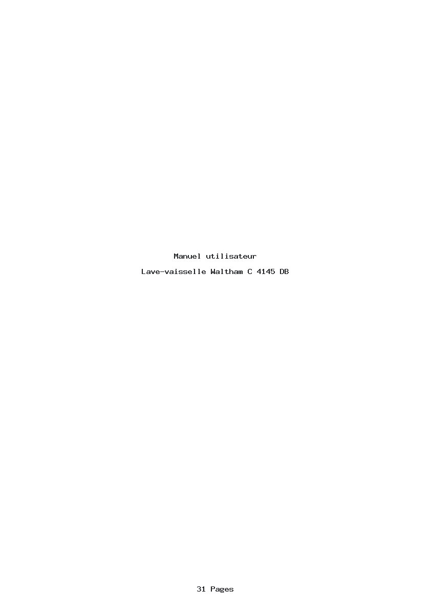 Page 1 de la notice Manuel utilisateur Waltham C 4145 DB