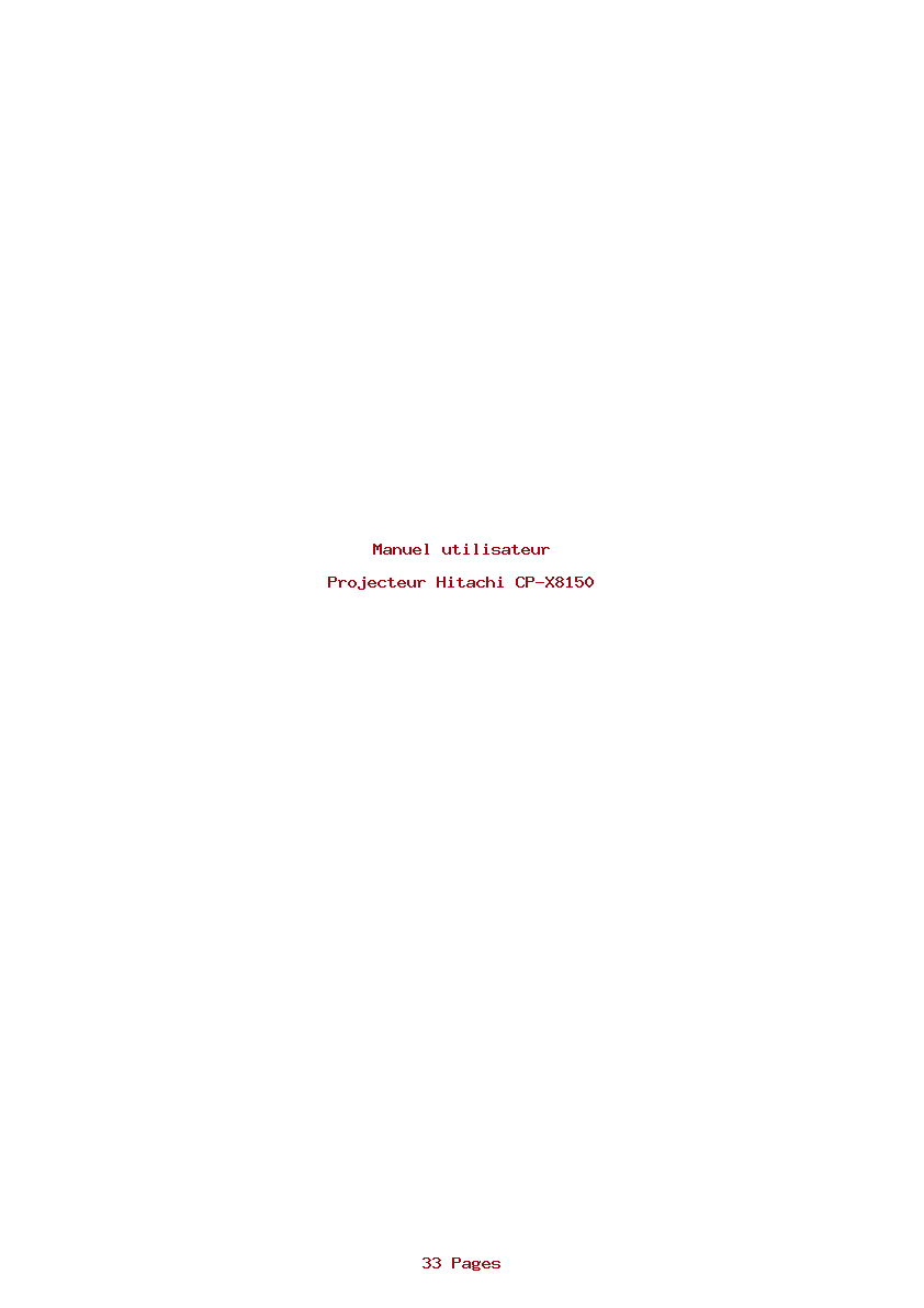 Page 1 de la notice Manuel utilisateur Hitachi CP-X8150