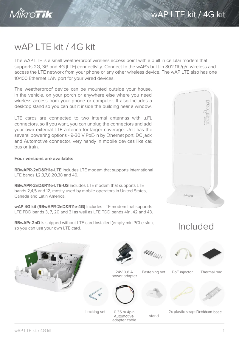 Page 1 de la notice Brochure Mikrotik wAP LTE kit