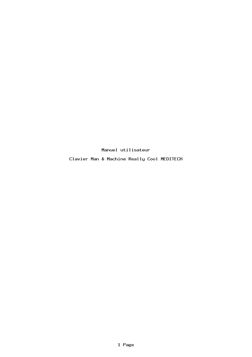 Page 1 de la notice Manuel utilisateur Man & Machine Really Cool MEDITECH