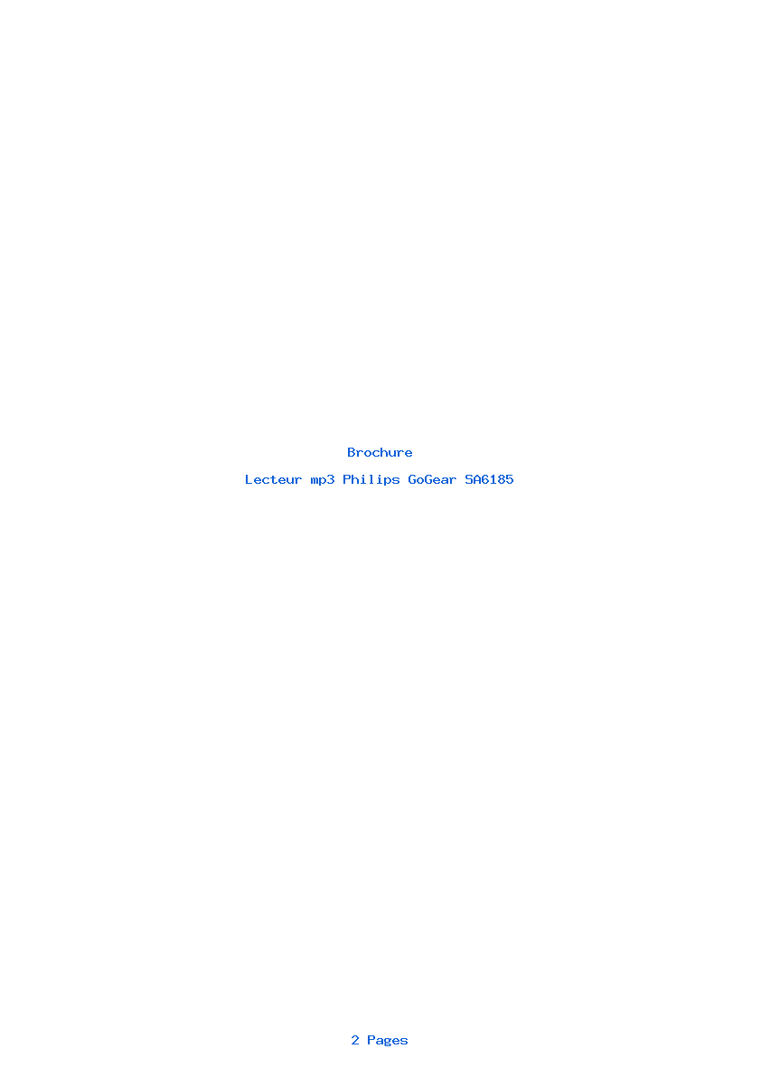 Page 1 de la notice Brochure Philips GoGear SA6185