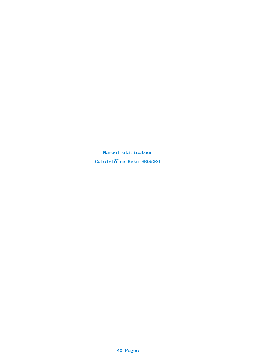 Page 1 de la notice Manuel utilisateur Beko HBQ5001