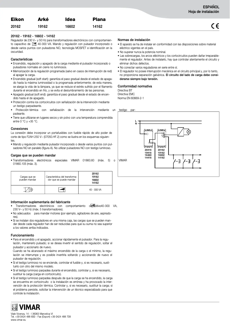 Page 1 de la notice Manuel utilisateur Vimar 16602.B