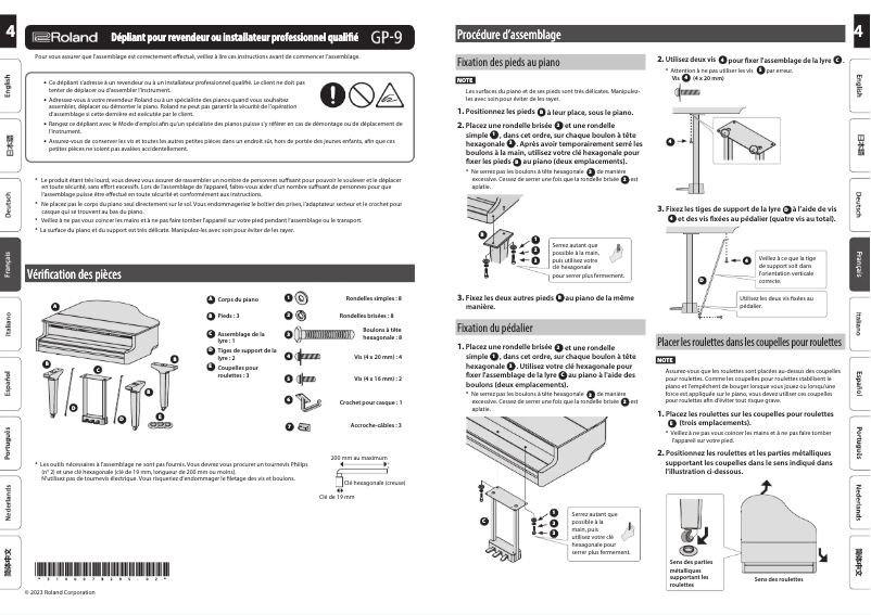 Page 1 de la notice Guide d'installation Roland GP-9