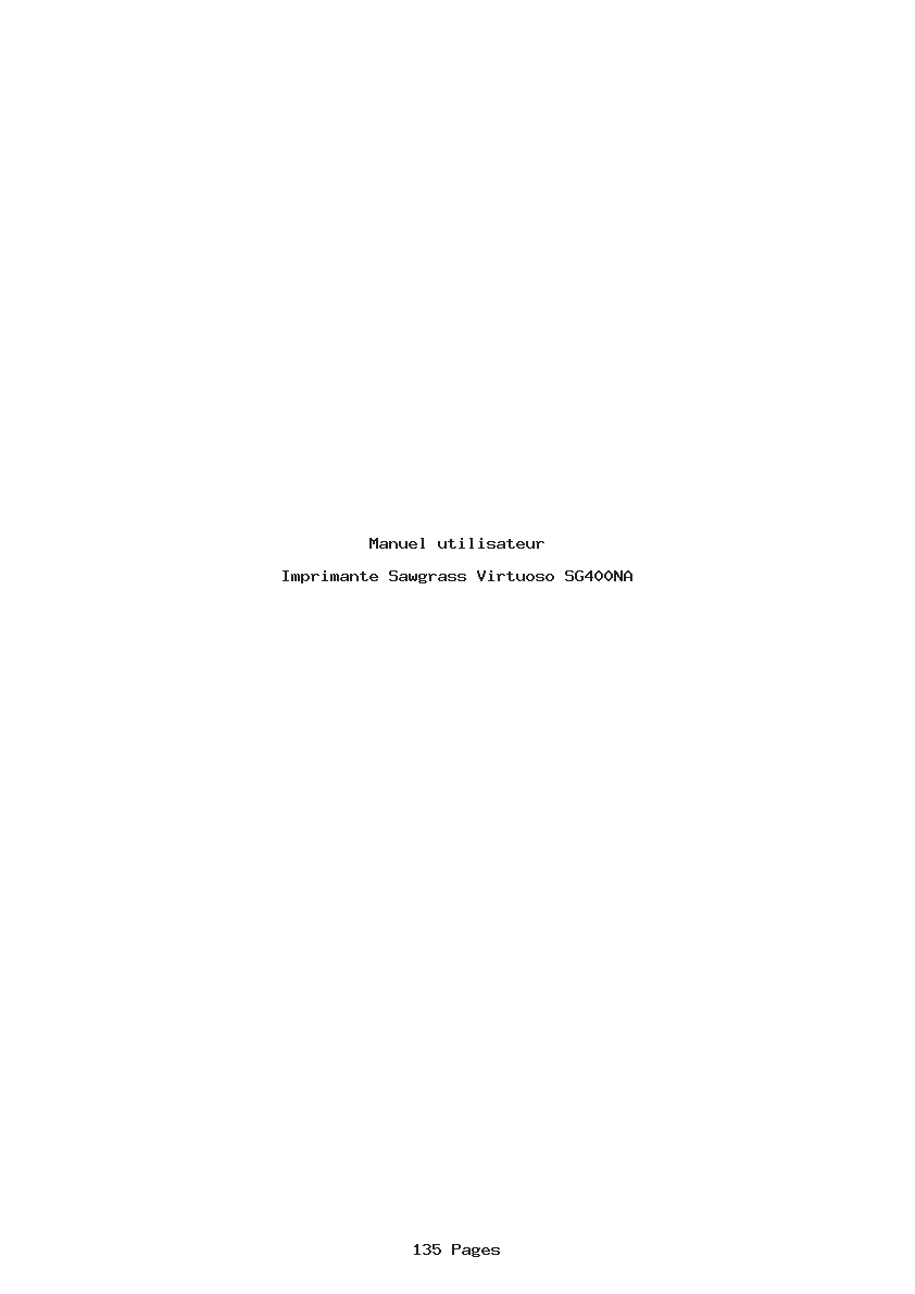 Page 1 de la notice Manuel utilisateur Sawgrass Virtuoso SG400NA