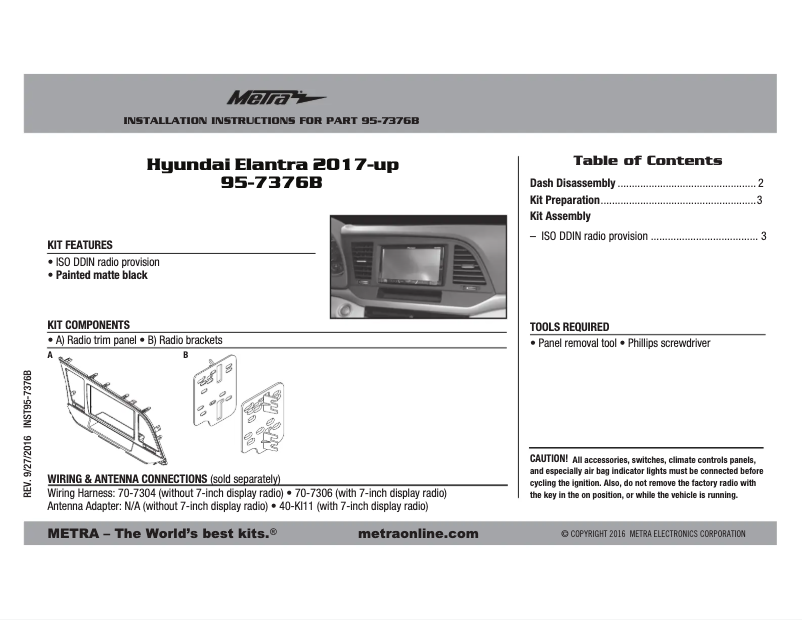 Page 1 of the manual User Manual Metra 95-7376B