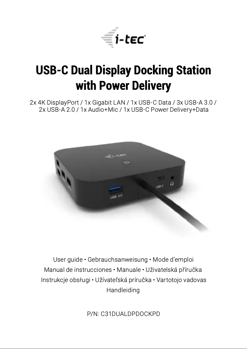 Page 1 de la notice Manuel utilisateur i-TEC C31DUALDPDOCKPD