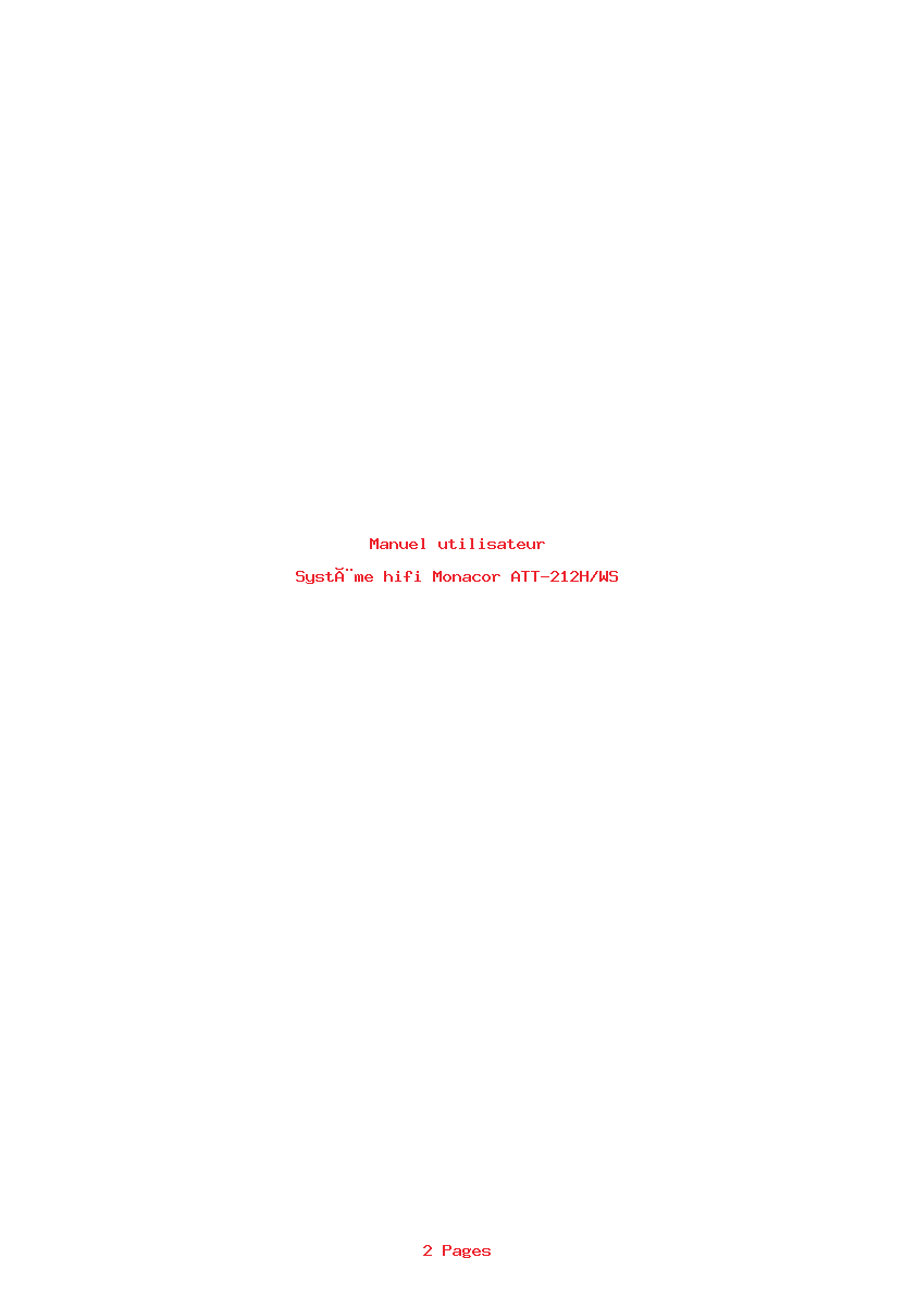 Page 1 de la notice Manuel utilisateur Monacor ATT-212H/WS