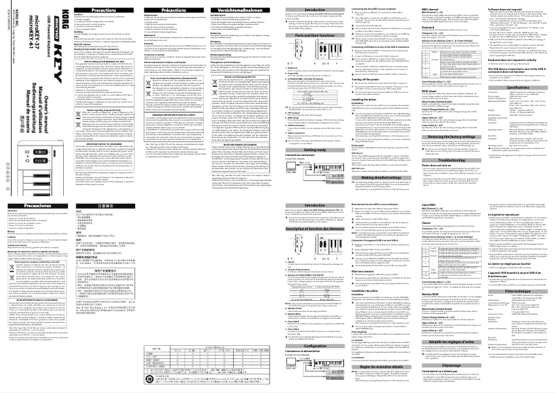 Page 1 de la notice Manuel utilisateur Korg microKEY AIR 49