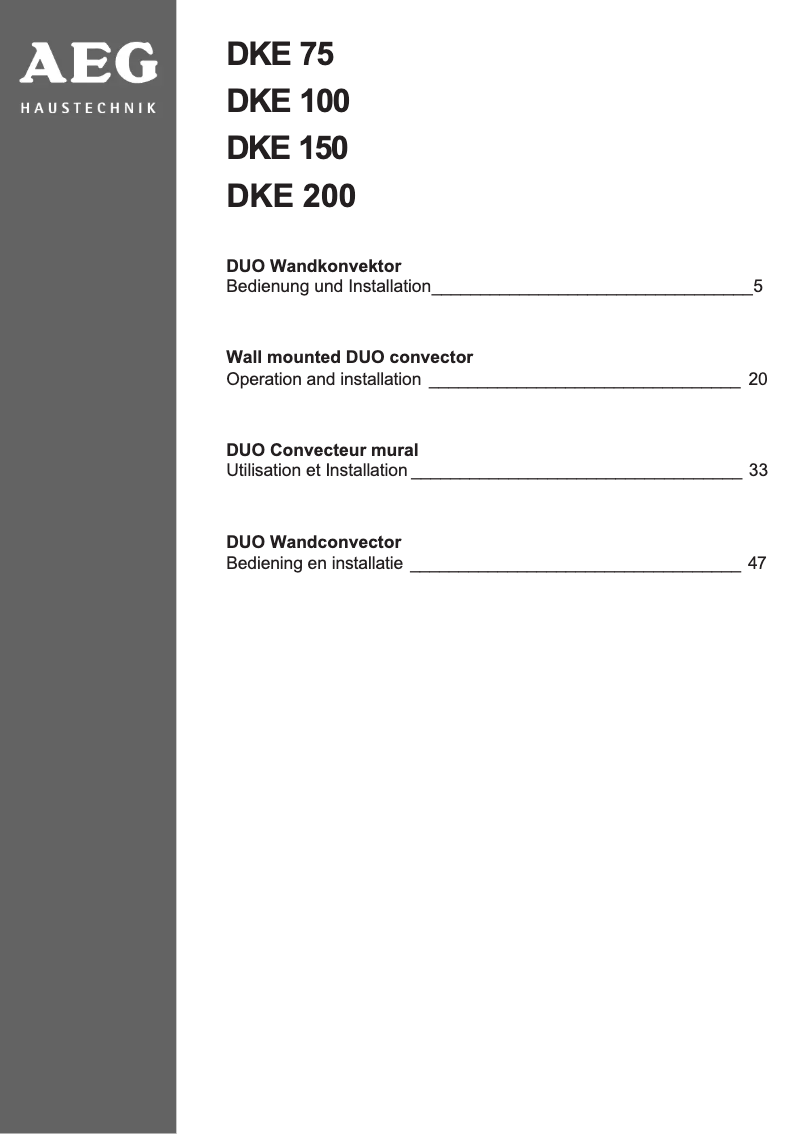 Página 1 del manual Manual de usuario AEG DKE 200