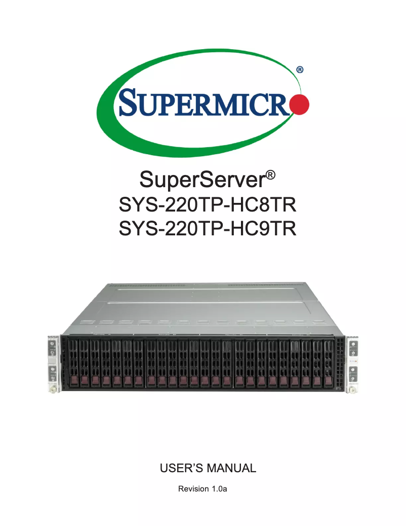Page 1 de la notice Manuel utilisateur Supermicro SuperServer SYS-220TP-HC8TR