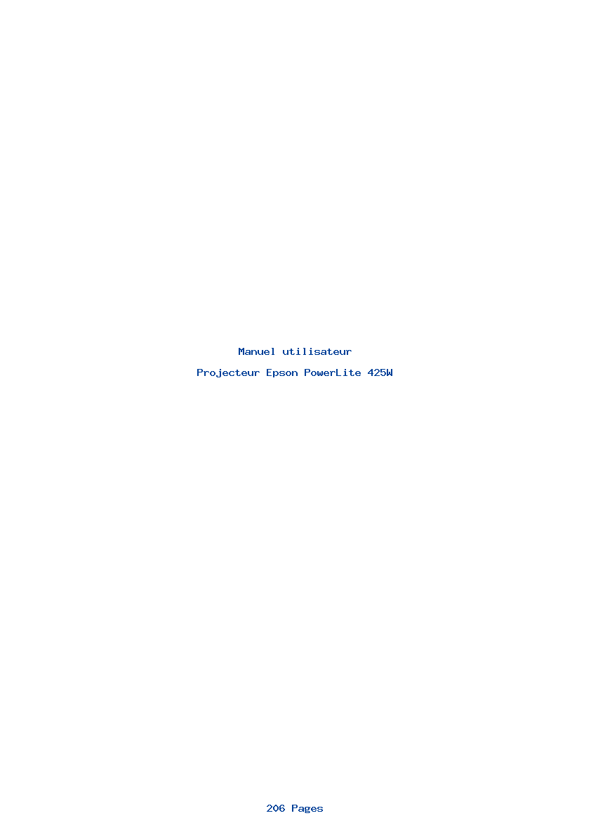 Page 1 de la notice Manuel utilisateur Epson PowerLite 425W
