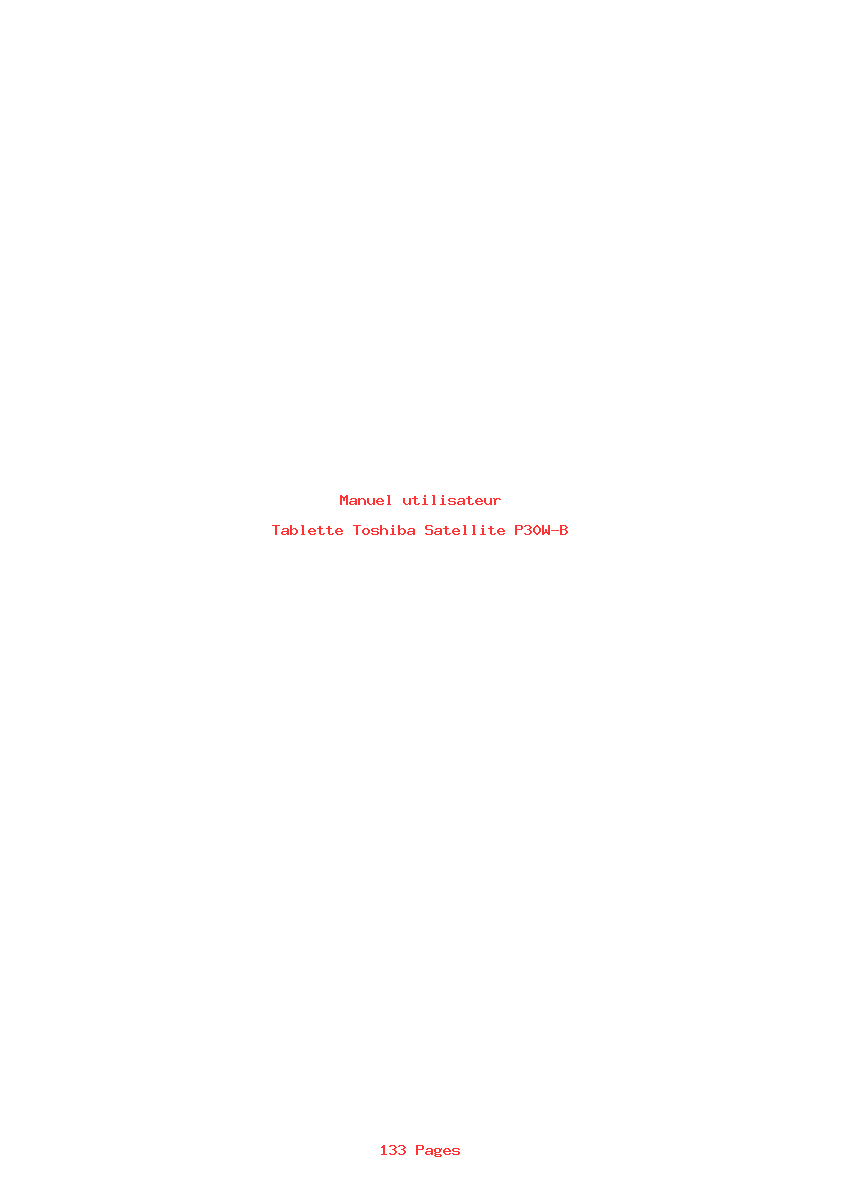 Page 1 de la notice Manuel utilisateur Toshiba Satellite P30W-B