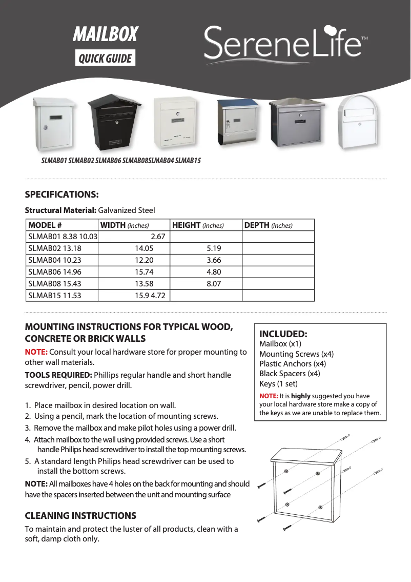 Page 1 de la notice Manuel utilisateur SereneLife SLMAB08.5