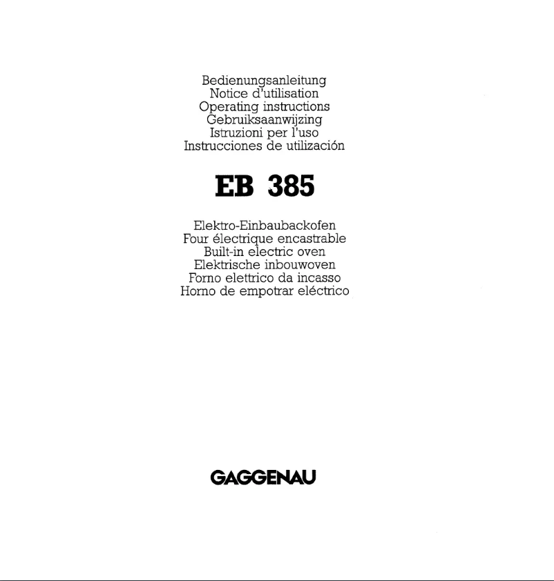 Página 1 del manual Manual de usuario Gaggenau EB 385