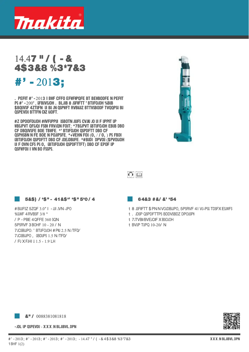Page 1 de la notice Fiche technique Makita BFL201RZ