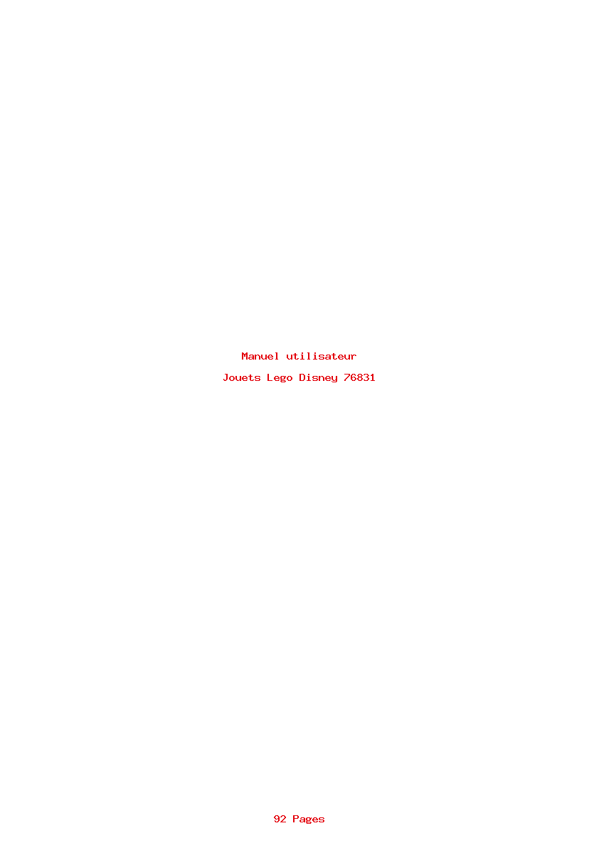 Page 1 de la notice Manuel utilisateur Lego Disney 76831