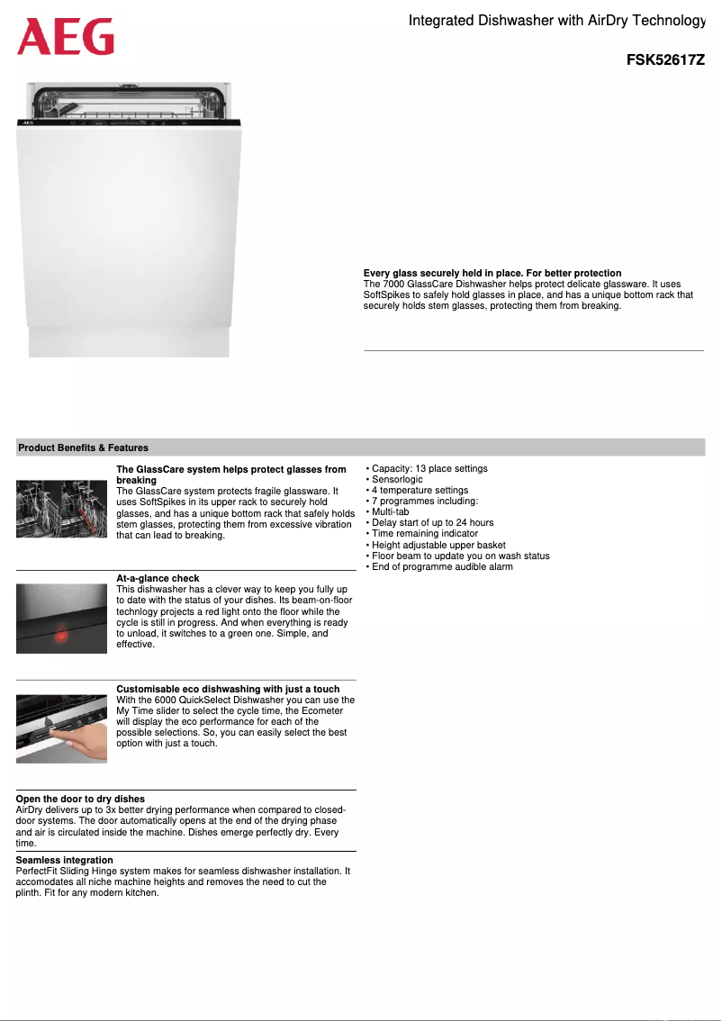 Page 1 de la notice Fiche technique AEG FSK52617Z