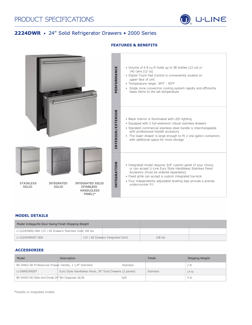 Page 1 de la notice Guide d'installation U-Line U-2224DWR