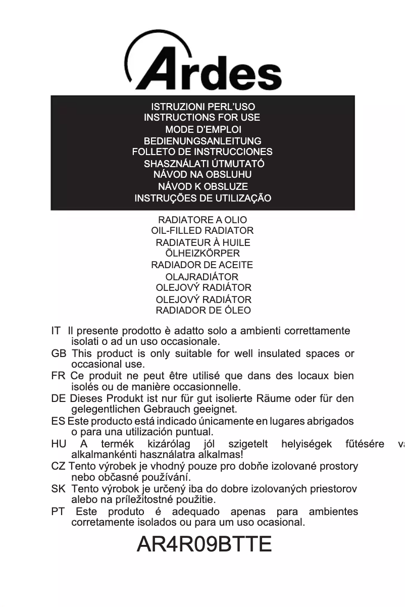 Page 1 de la notice Manuel utilisateur Ardes AR4R09BTTE
