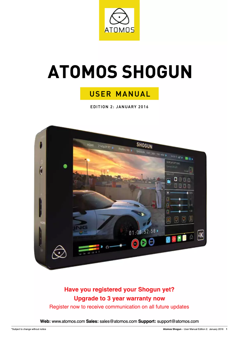 Página 1 del manual Manual de usuario Atomos Shogun