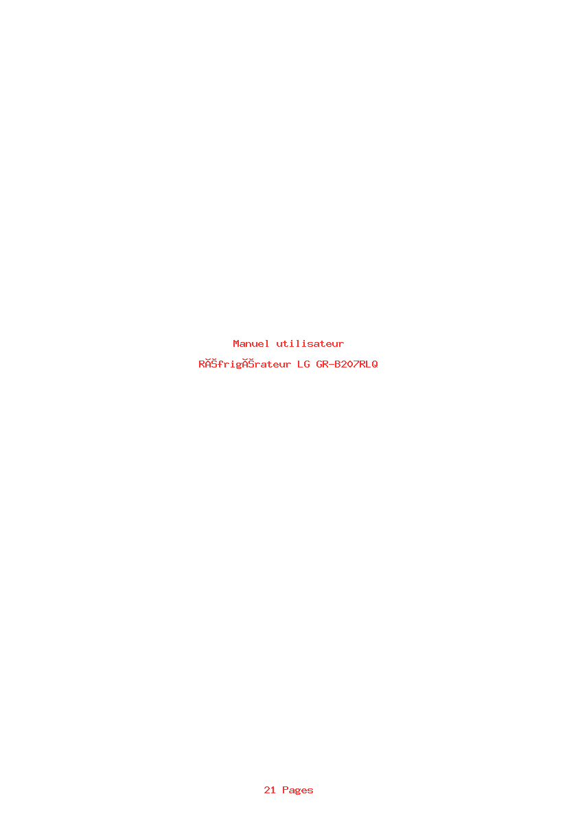 Page 1 de la notice Manuel utilisateur LG GR-B207RLQ