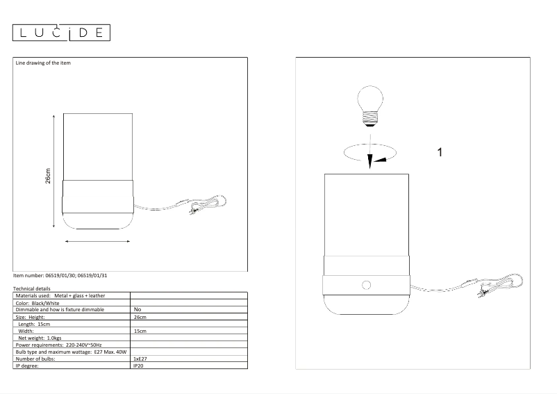 Page 1 of the manual User Manual Lucide Centur