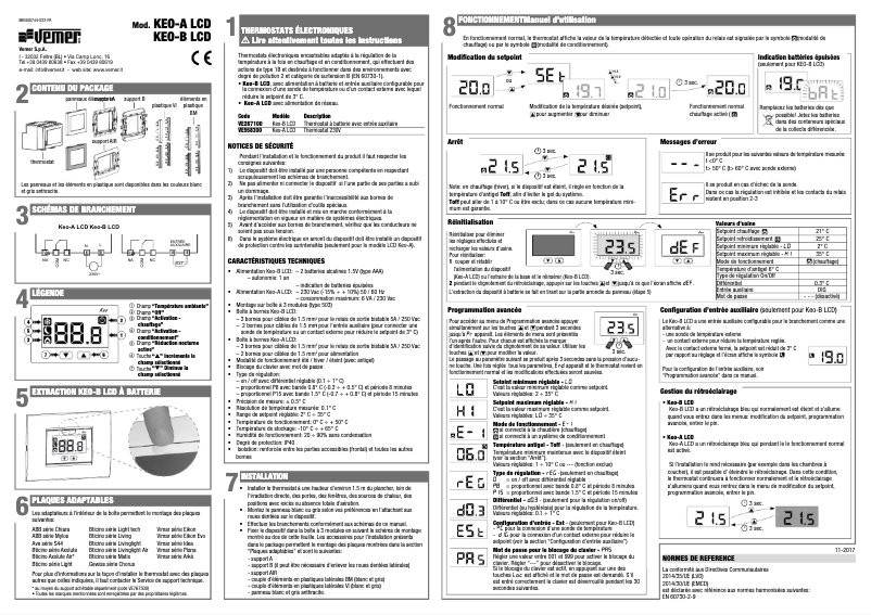 Page 1 de la notice Manuel utilisateur Vemer Keo-B LCD