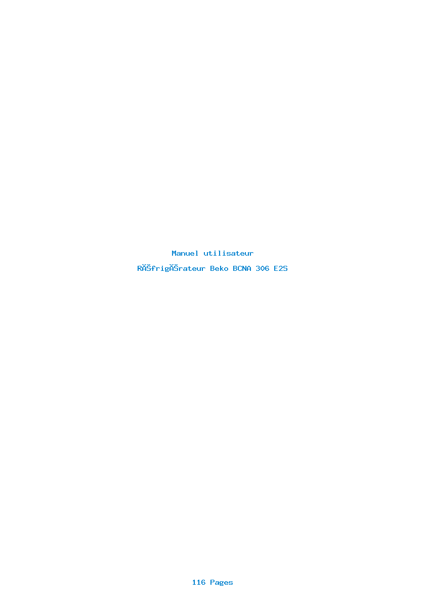 Page 1 de la notice Manuel utilisateur Beko BCNA 306 E2S