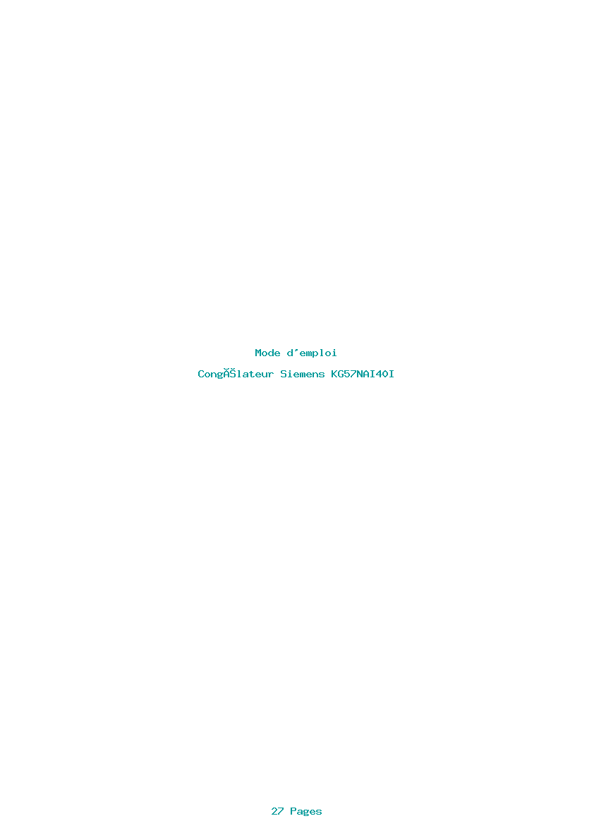 Page 1 de la notice Mode d'emploi Siemens KG57NAI40I