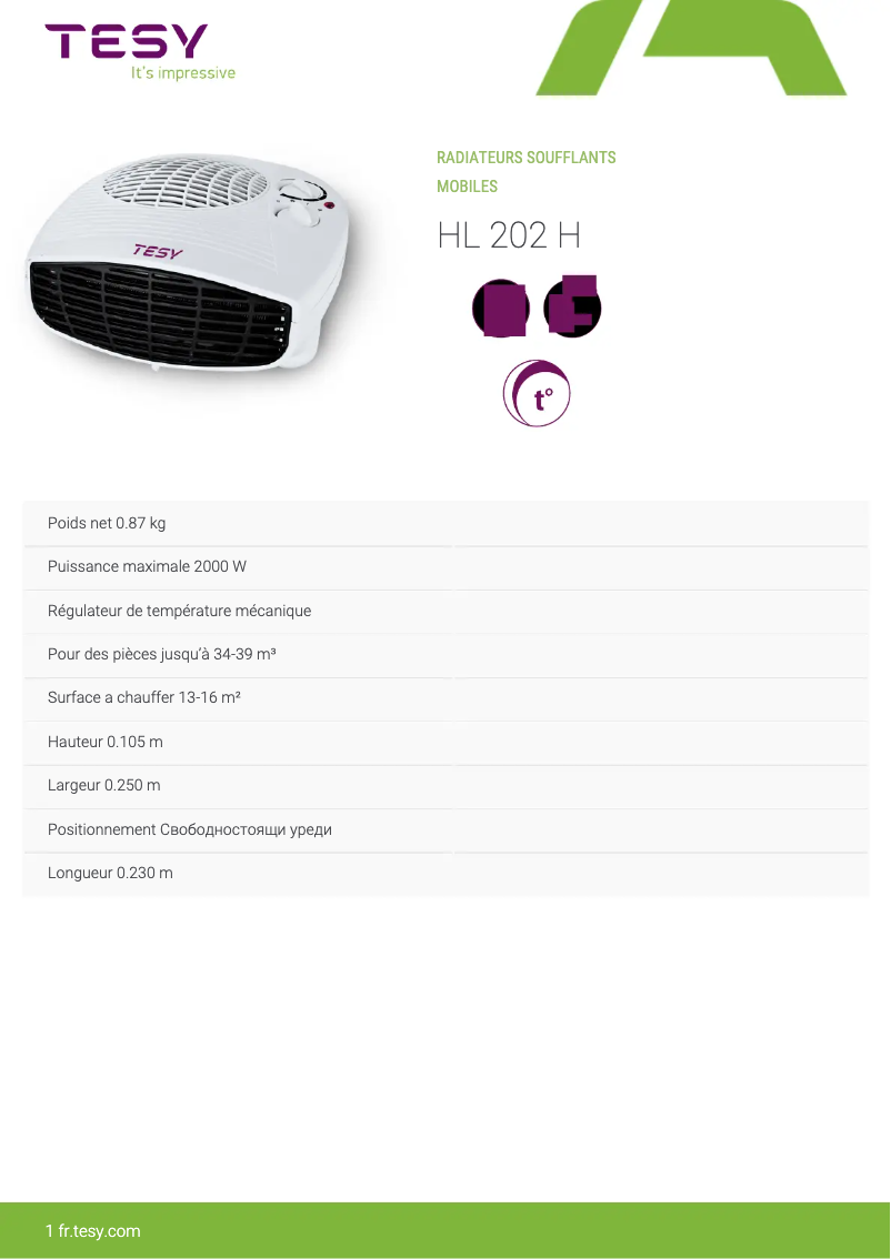 Página 1 del manual Manual de usuario Tesy HL 202 H