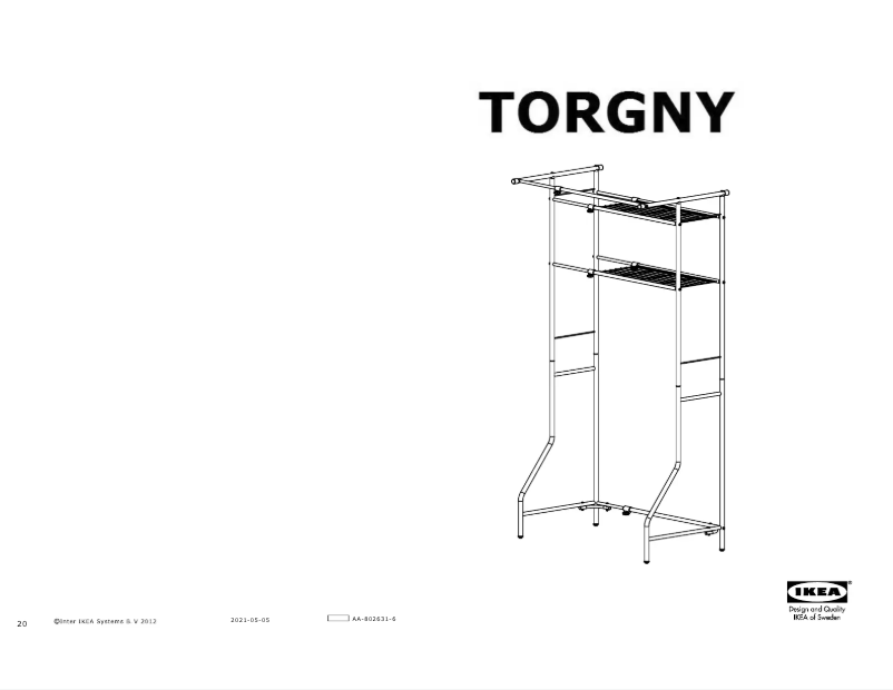 Page 1 de la notice Manuel utilisateur Ikea TORGNY 102.595.79