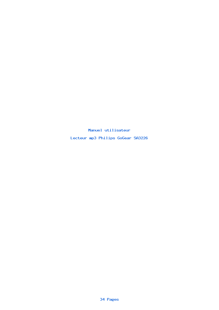 Page 1 de la notice Manuel utilisateur Philips GoGear SA3226